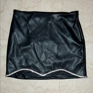 Forever 21 Black Mini Skirt with Rhinestone Trim NWT